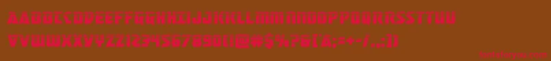 フォントmasterbreakerhalf – 赤い文字が茶色の背景にあります。