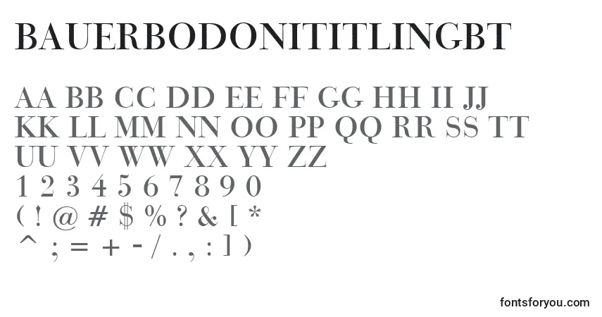 A fonte BauerBodoniTitlingBt – alfabeto, números, caracteres especiais