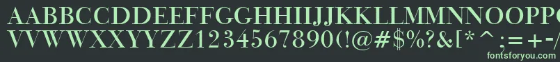 BauerBodoniTitlingBt-fontti – vihreät fontit mustalla taustalla