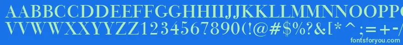 BauerBodoniTitlingBt Font – Green Fonts on Blue Background