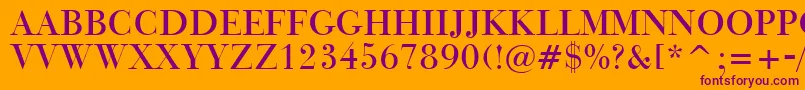 BauerBodoniTitlingBt Font – Purple Fonts on Orange Background