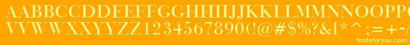 Fonte BauerBodoniTitlingBt – fontes amarelas em um fundo laranja