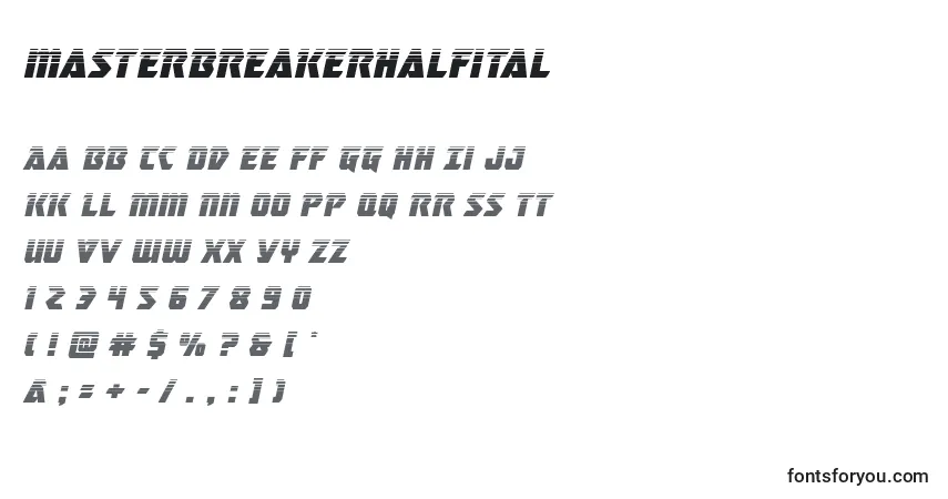 Czcionka Masterbreakerhalfital (133770) – alfabet, cyfry, specjalne znaki