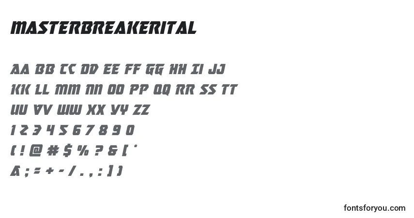 Шрифт Masterbreakerital (133771) – алфавит, цифры, специальные символы