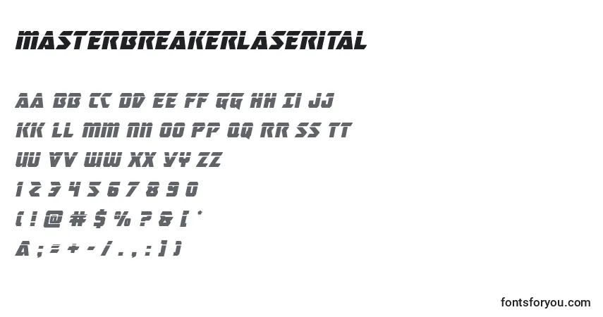 A fonte Masterbreakerlaserital (133776) – alfabeto, números, caracteres especiais