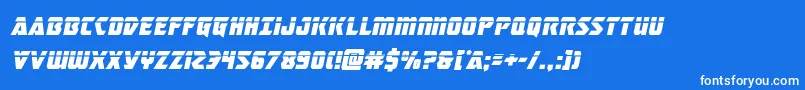 masterbreakerlaserital-Schriftart – Weiße Schriften auf blauem Hintergrund