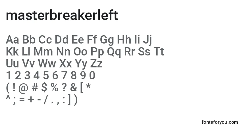 Schriftart Masterbreakerleft (133778) – Alphabet, Zahlen, spezielle Symbole