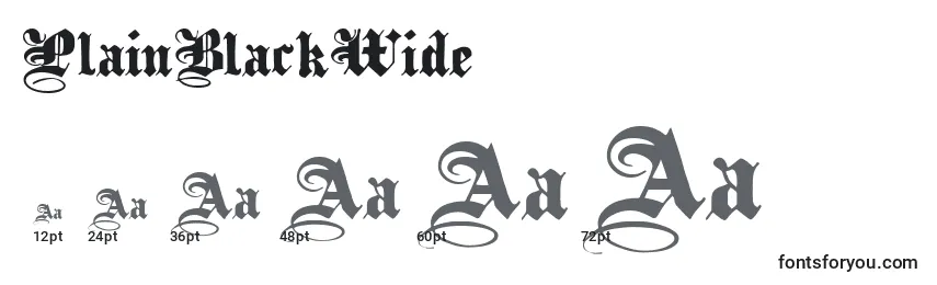 PlainBlackWide Font Sizes