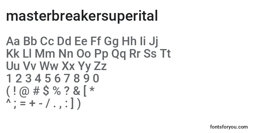 Schriftart Masterbreakersuperital (133782) – Alphabet, Zahlen, spezielle Symbole
