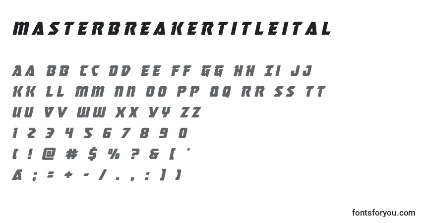 Schriftart Masterbreakertitleital (133784) – Alphabet, Zahlen, spezielle Symbole