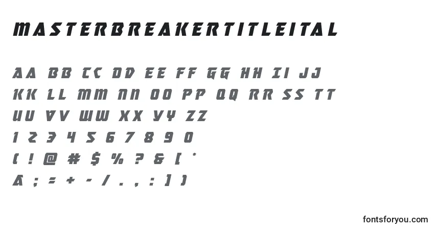 Schriftart Masterbreakertitleital (133785) – Alphabet, Zahlen, spezielle Symbole