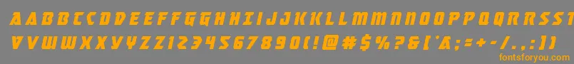フォントmasterbreakertitleital – オレンジの文字は灰色の背景にあります。