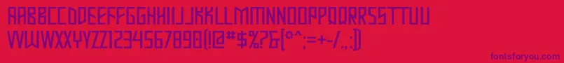 Czcionka MASTOD   – fioletowe czcionki na czerwonym tle