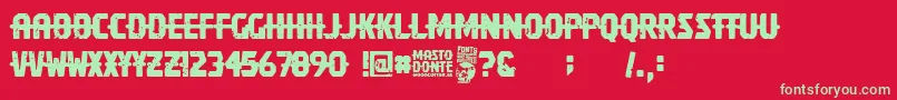 Fonte Mastodonte – fontes verdes em um fundo vermelho