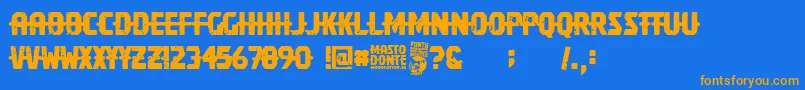 Fonte Mastodonte – fontes laranjas em um fundo azul