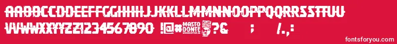 Fonte Mastodonte – fontes brancas em um fundo vermelho