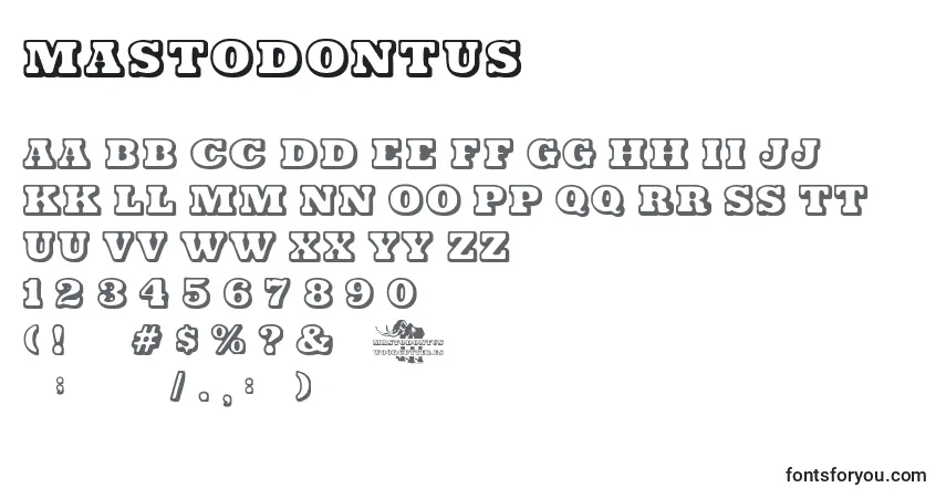 Mastodontus-fontti – aakkoset, numerot, erikoismerkit