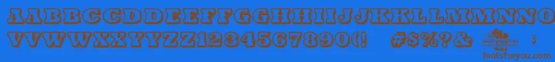 Mastodontus Font – Brown Fonts on Blue Background