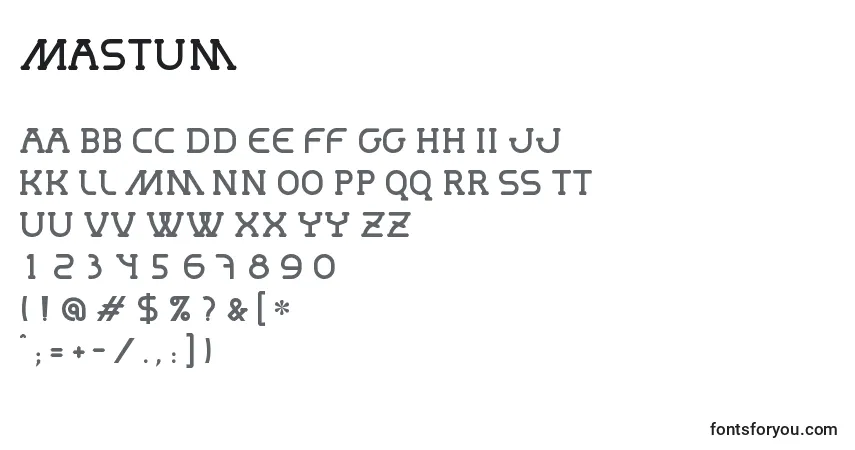 Шрифт Mastum – алфавит, цифры, специальные символы