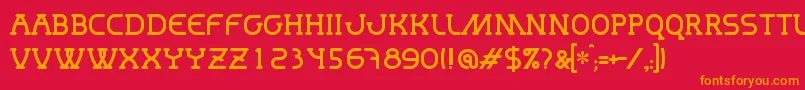 フォントMastum – 赤い背景にオレンジの文字