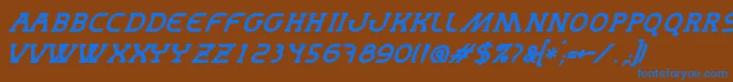 MastumBoldItalic Font – Blue Fonts on Brown Background