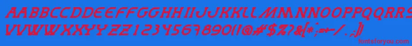 MastumBoldItalic Font – Red Fonts on Blue Background