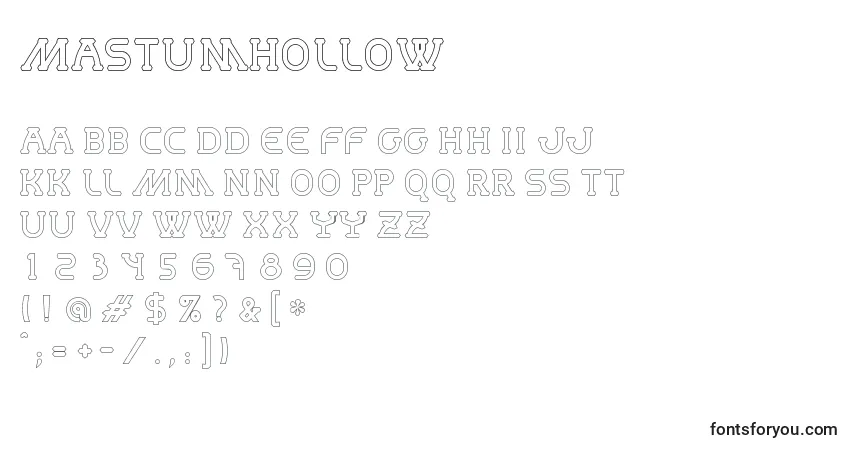 Schriftart MastumHollow – Alphabet, Zahlen, spezielle Symbole