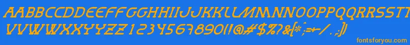 MastumItalic-Schriftart – Orangefarbene Schriften auf blauem Hintergrund