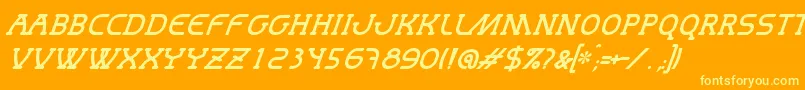 MastumItalic-Schriftart – Gelbe Schriften auf orangefarbenem Hintergrund