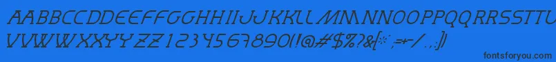 Czcionka MastumThinItalic – czarne czcionki na niebieskim tle