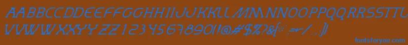 MastumThinItalic Font – Blue Fonts on Brown Background