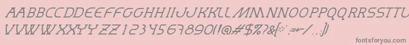 フォントMastumThinItalic – ピンクの背景に灰色の文字