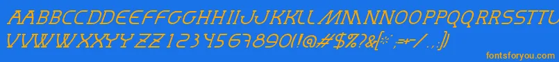 Fonte MastumThinItalic – fontes laranjas em um fundo azul