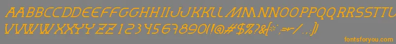フォントMastumThinItalic – オレンジの文字は灰色の背景にあります。