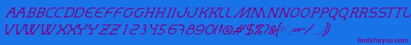 Czcionka MastumThinItalic – fioletowe czcionki na niebieskim tle