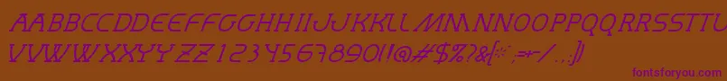 Police MastumThinItalic – polices violettes sur fond brun