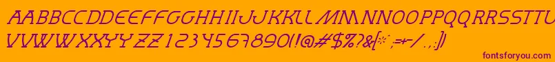 MastumThinItalic-fontti – violetit fontit oranssilla taustalla