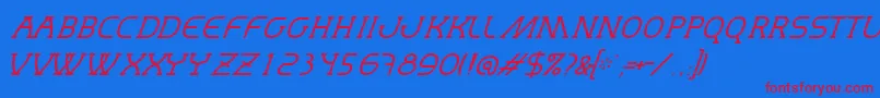 MastumThinItalic Font – Red Fonts on Blue Background