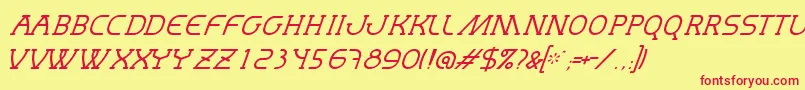 MastumThinItalic Font – Red Fonts on Yellow Background
