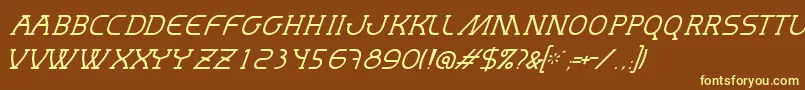 MastumThinItalic Font – Yellow Fonts on Brown Background