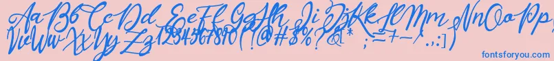 Masyieta-Schriftart – Blaue Schriften auf rosa Hintergrund