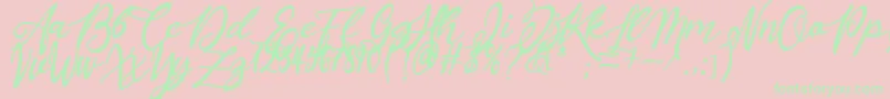 Masyieta-Schriftart – Grüne Schriften auf rosa Hintergrund