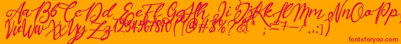 フォントMasyieta – オレンジの背景に赤い文字