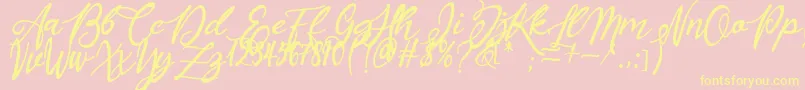 Masyieta-Schriftart – Gelbe Schriften auf rosa Hintergrund