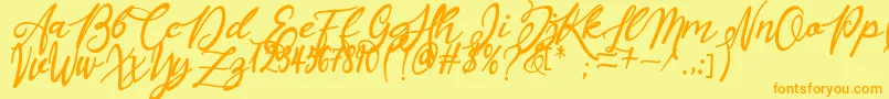 Masyieta-Schriftart – Orangefarbene Schriften auf gelbem Hintergrund