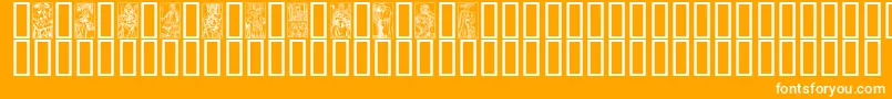 MATA-Schriftart – Weiße Schriften auf orangefarbenem Hintergrund