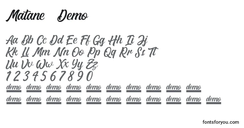 Matane   Demo Font – alphabet, numbers, special characters