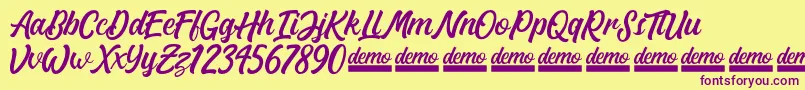 Matane   Demo Font – Purple Fonts on Yellow Background