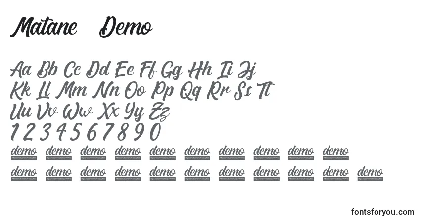 Шрифт Matane   Demo (133803) – алфавит, цифры, специальные символы