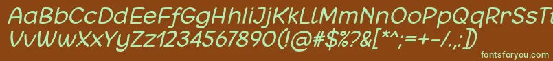 Czcionka Matchinger Italic Font by 7NTypes – zielone czcionki na brązowym tle